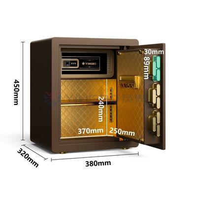 H450MM กล่องล็อคลายนิ้วมือ สําหรับความปลอดภัยในบ้าน (กาแฟ)