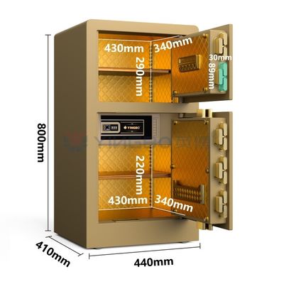 กล่องล็อคลายนิ้วมือครึ่งประสาท สําหรับความปลอดภัยในบ้าน YB / RS-80D ทองกล่องล็อคชีวมาตรฐาน