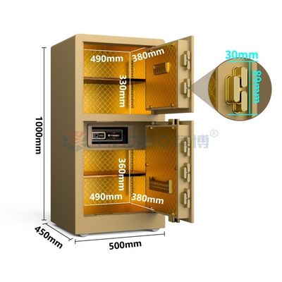รหัสนิ้วมือดิจิตอลล็อค บ้านความปลอดภัยกล่องเซฟ H1000mm ทอง YB / RS-100D
