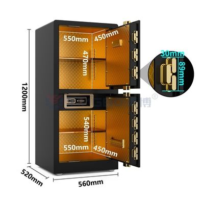 H1200mm เตือนแบบคู่ กล่องเซฟบ้านประตูสอง กล่องเซฟชีวเมตร สีดํา