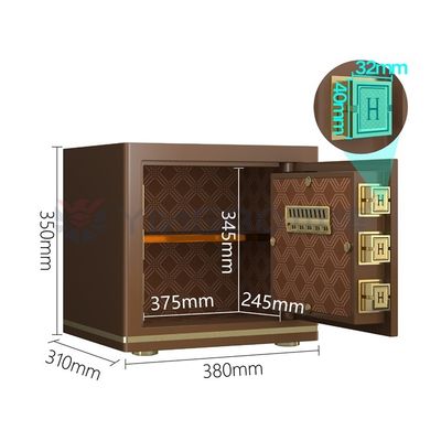 H13.78 Inch Smart Office Safe Box อิเล็กทรอนิกส์ ระเบิดสองตัว YB/N7-35