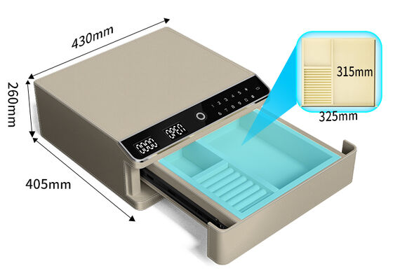 เซฟเครื่องประดับห่อหนังชั้นเดียว พร้อมล็อคชีวมาตรฐานและกระเป๋าเหล็ก