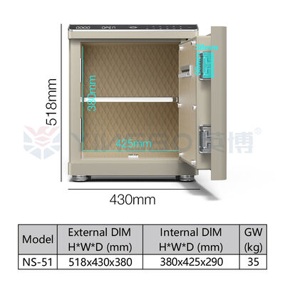 บิโอเมทริกสมาร์ท เซฟบอ๊อกซ์ เหล็กแข็ง เตือนสอง USB Port ไฟ LED